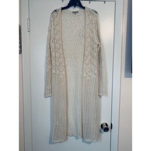 Cream colored long knitted kimono. NEVER WORN!